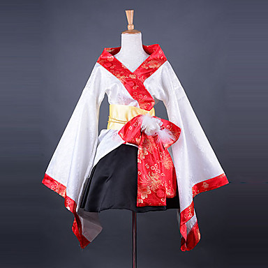 buy original Fashion Kimono Style Long Sleeve Knee length White Satin Wa Lolita Outfit outlet factory
